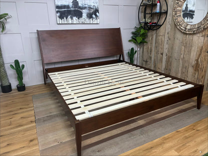 West Elm Mid Century modern Wright Super King size Bed Frame Solid Wood