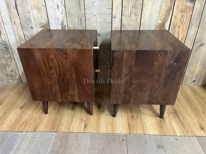 2x John Lewis  + Swoon Franklin 2 Drawer Bedside Table, Dark Brown Rrp £518