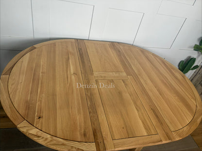 Knightsbridge 6 Seater Round Extendable Dining Table, Natural Solid Oak by oak furnitureland