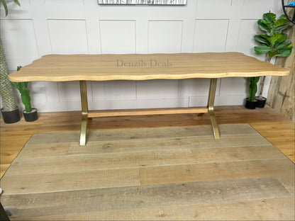 Anthropologie Caldwell Rectangular Oak Dining Table in a natural wood finish With alternative legs