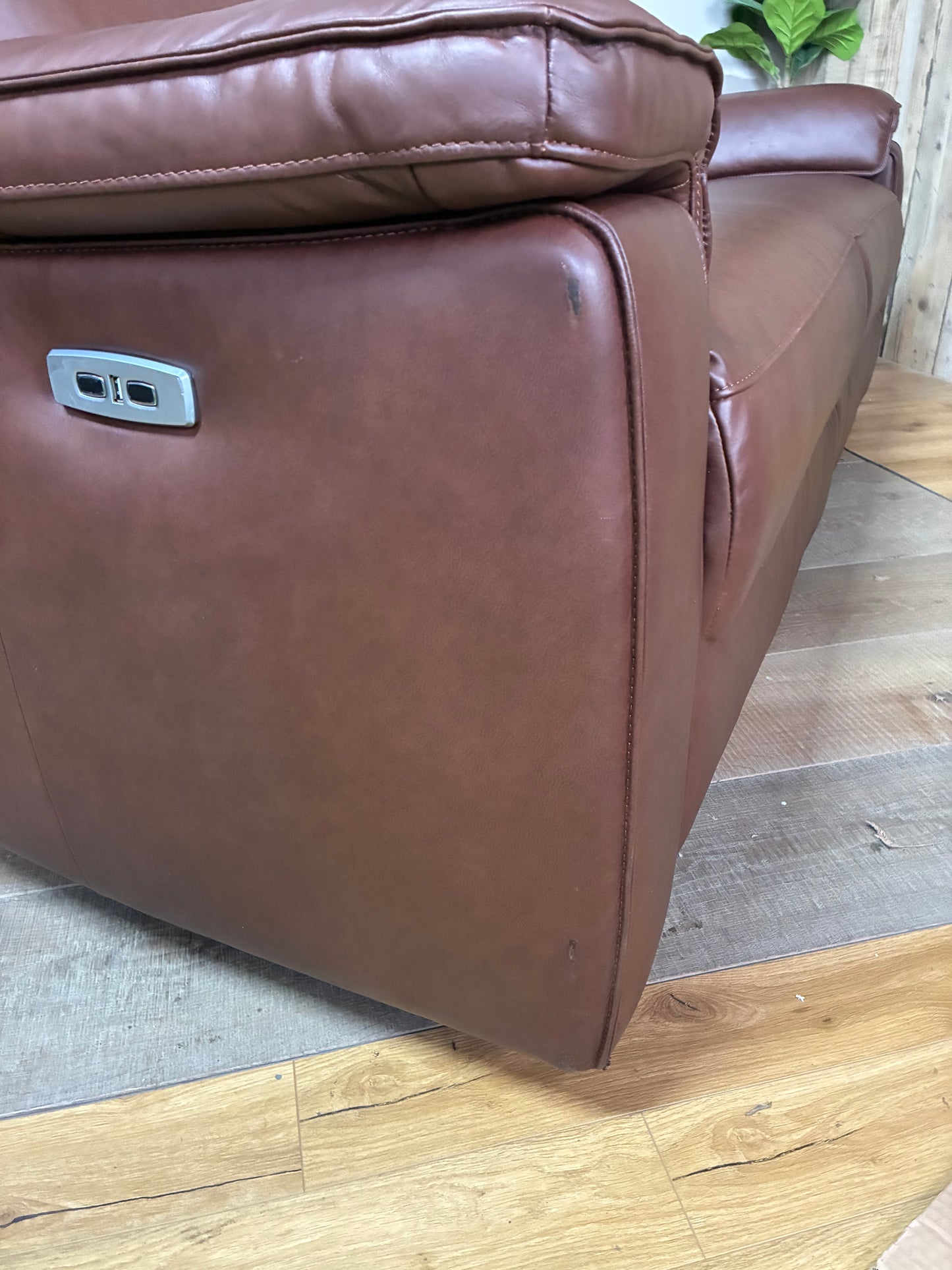 Selby 3 Seater Electric Recliner. Virgo Chestnut Leather