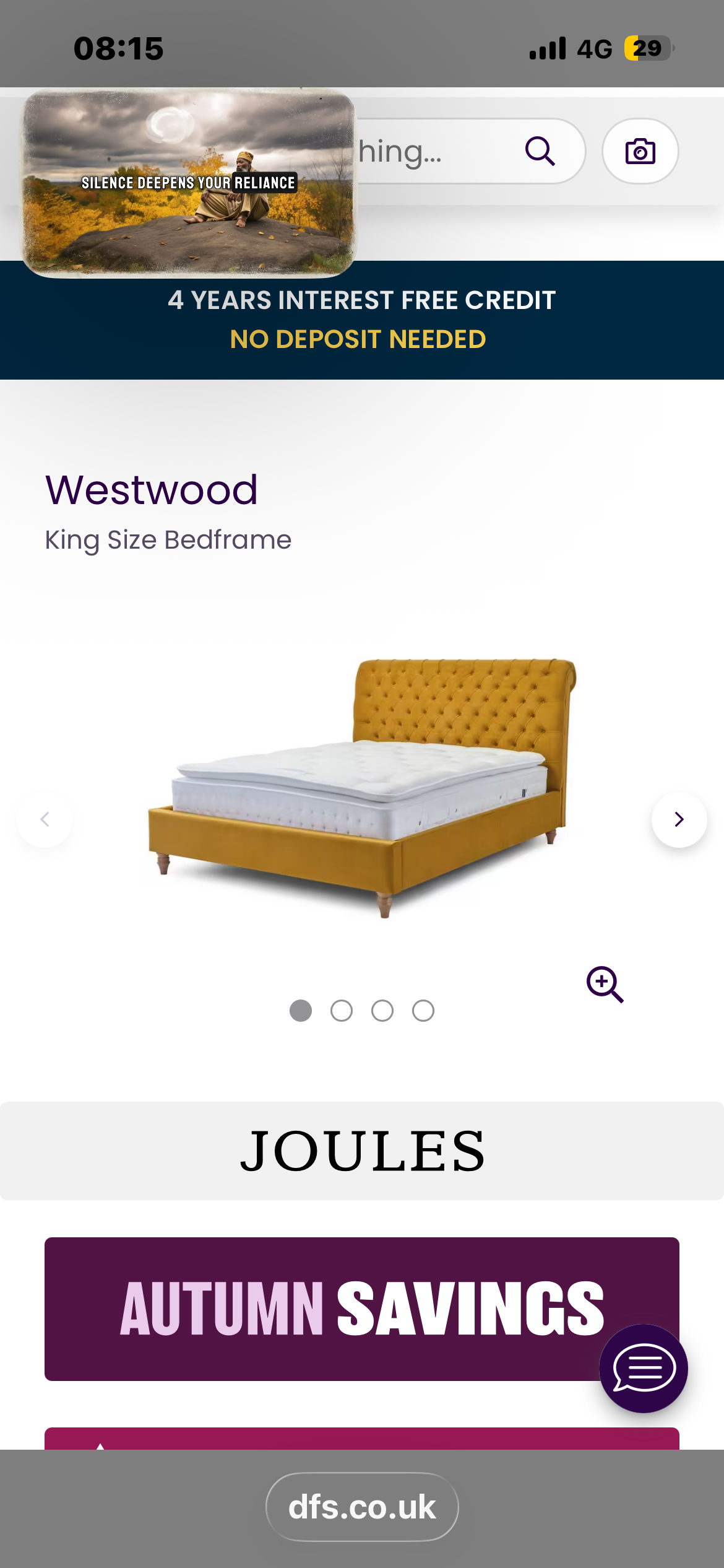Windsor King Size Bed Frame, Joules At DFS Mustard Rrp £1149 R40