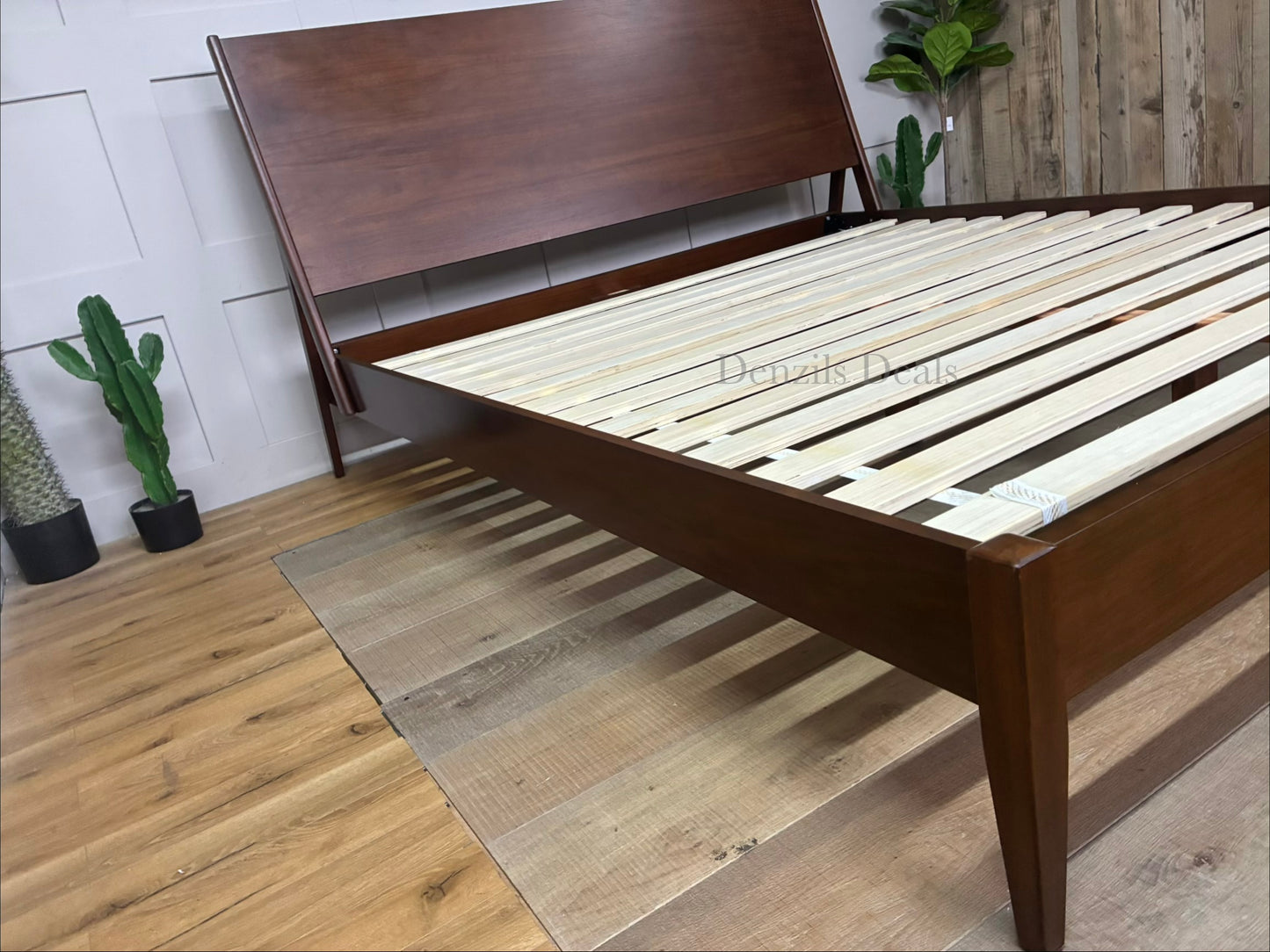 West Elm Mid Century modern Wright Super King size Bed Frame Solid Wood
