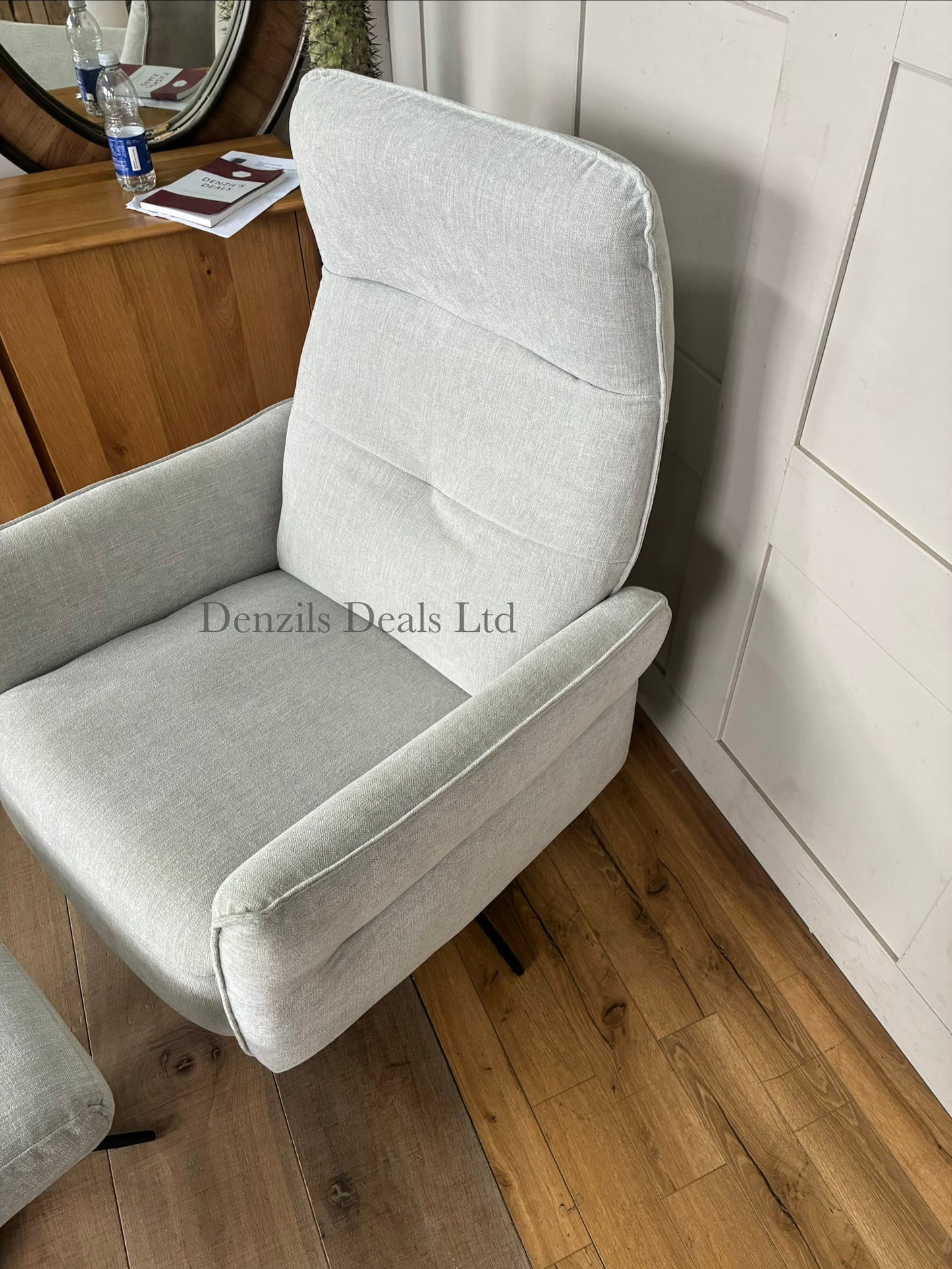John Lewis Relaxed Recliner Armchair & Footstool, Metal Leg, Grey Chenille