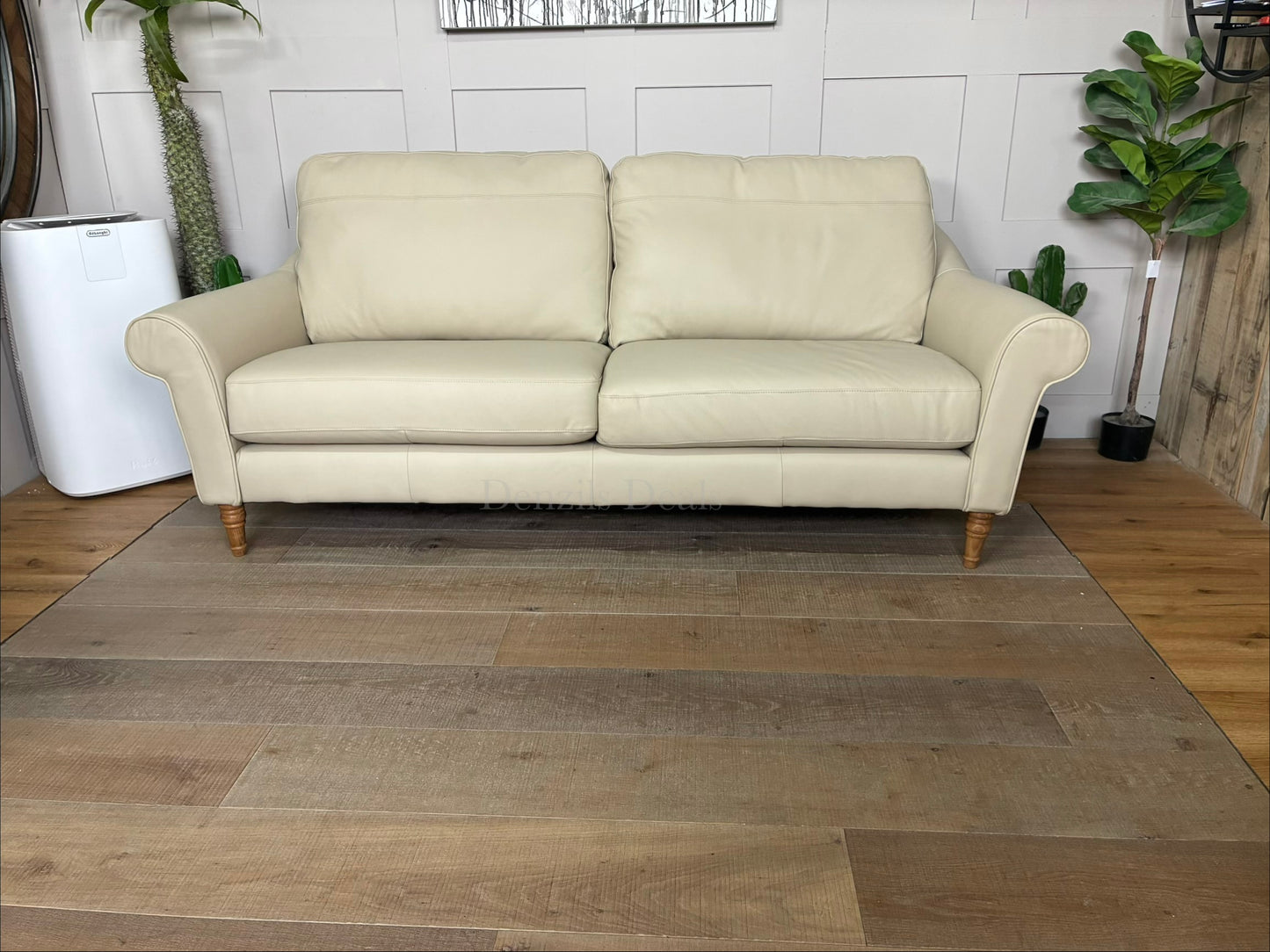 John Lewis Camber Grand 4 Seater Leather Sofa, Light Leg, Matt Pearl Rrp £2625