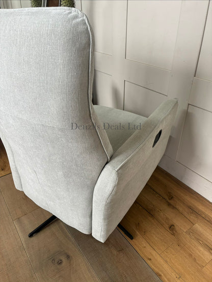 John Lewis Relaxed Recliner Armchair & Footstool, Metal Leg, Grey Chenille