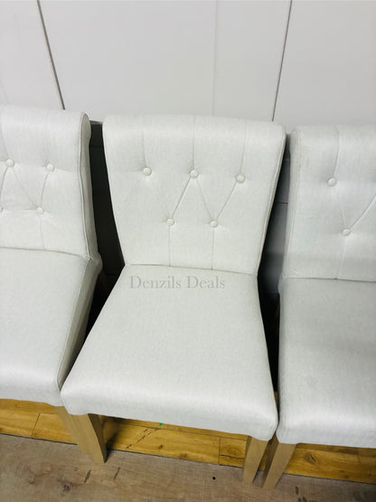 John Lewis Margo Button Back Dining Chair Brushed Tweed, Natural, Set of 4