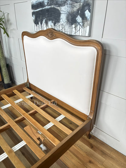 Homesdirect365 Montpellier Antique French Style Bed Solid Mindy Wood, double bed