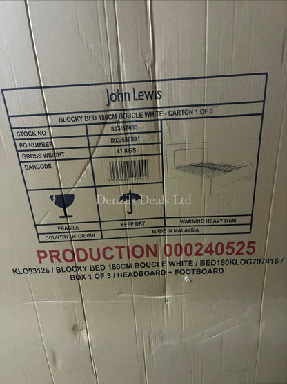 John Lewis Blocky Bed Frame, Super King Size, Boucle White RRP £849