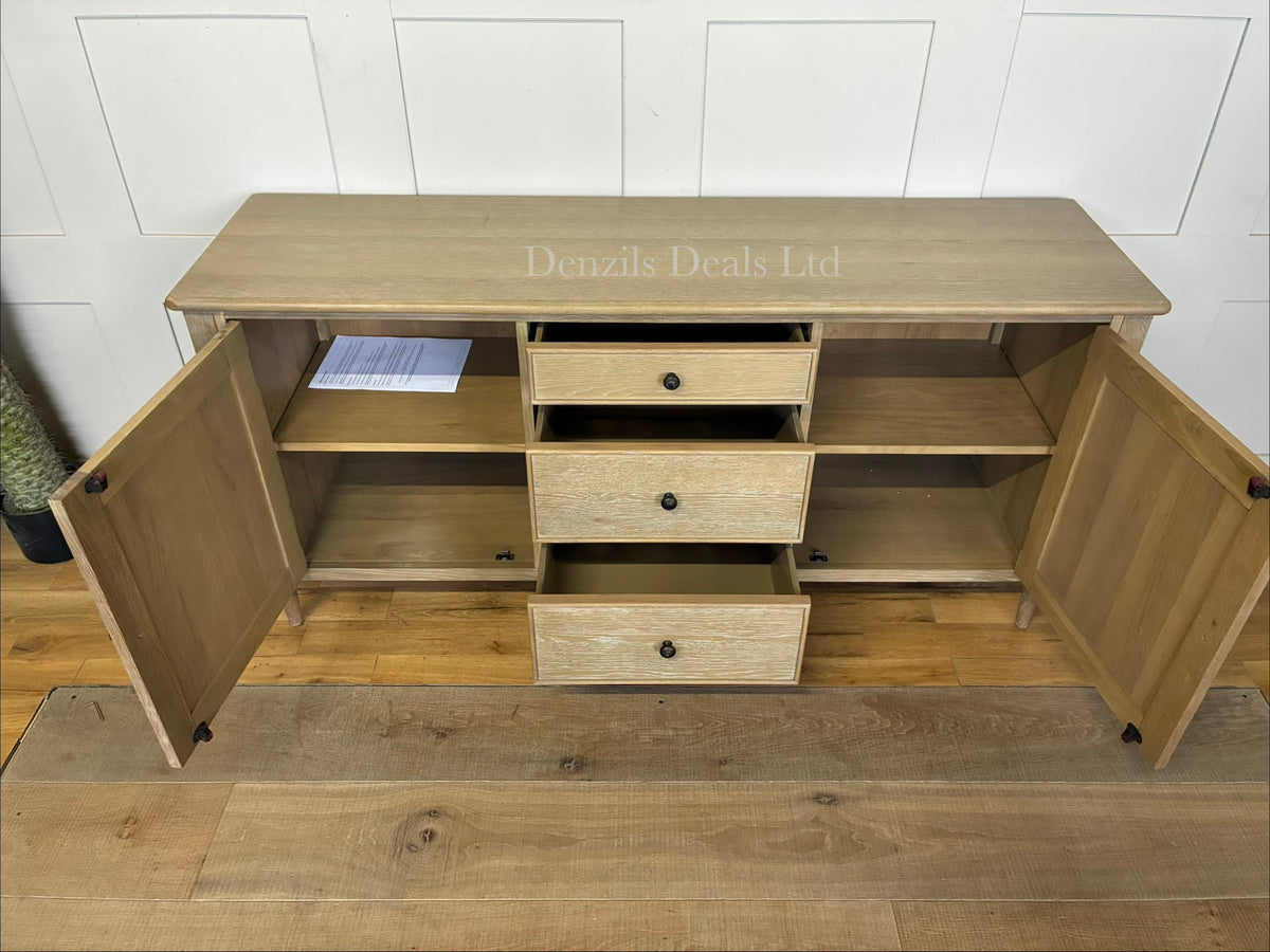 Gallery Direct Bessemer Sideboard in natural oak with decorative bobbin corners