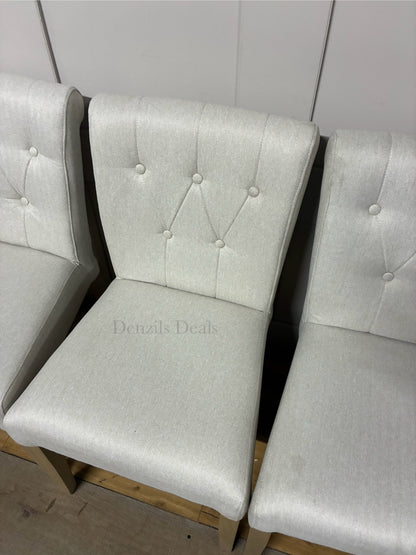 John Lewis Margo Button Back Dining Chair Brushed Tweed, Natural, Set of 4