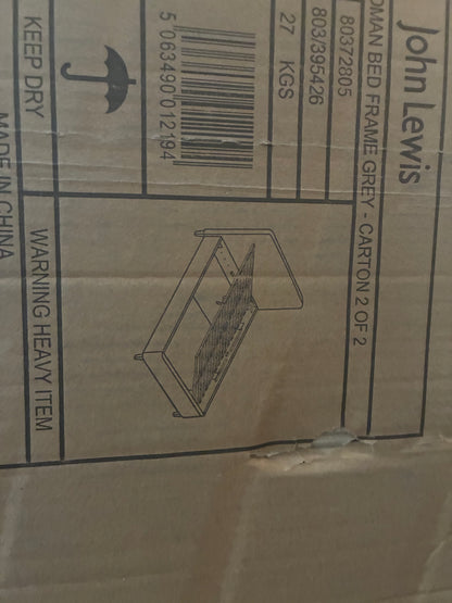 John Lewis Victor 135cm Ottoman Storage Upholstered Bed Frame GREY