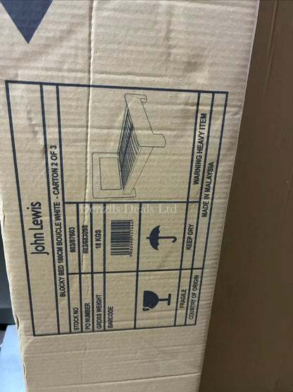 John Lewis Blocky Bed Frame, Super King Size, Boucle White RRP £849