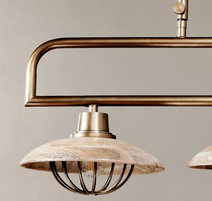 Nkuku Chakai Mango Wood Bar Pendant Antique Rrp £575 (chr)