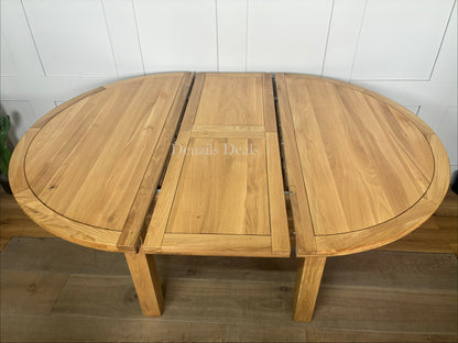 Knightsbridge 6 Seater Round Extendable Dining Table, Natural Solid Oak by oak furnitureland