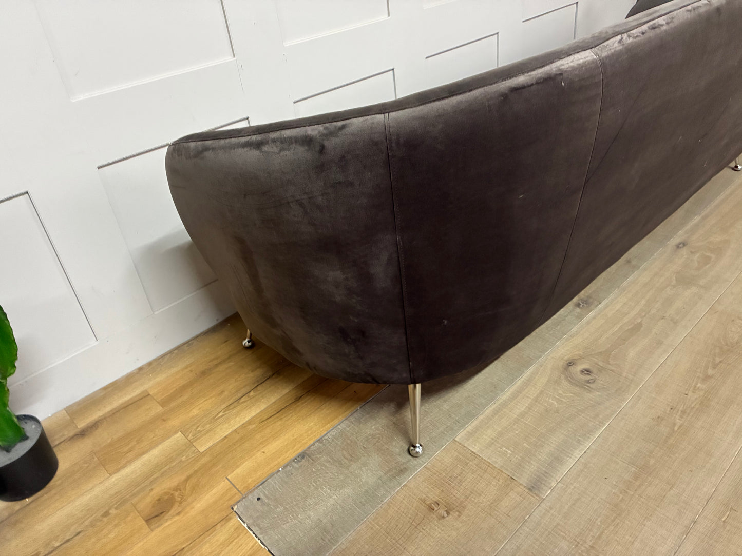 Gallery Interiors Tesoro Sofa Dark Taupe Velvet Rrp £1875 R61