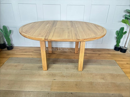Knightsbridge 6 Seater Round Extendable Dining Table, Natural Solid Oak by oak furnitureland