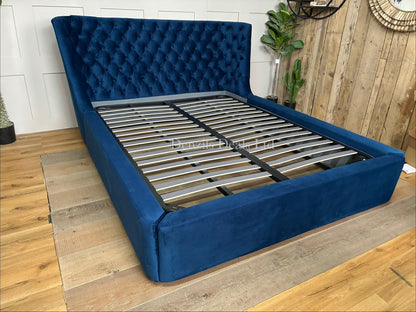 Dwell Cavendish Blue Velvet King Size Ottoman Storage Bed Frame RRP £1149
