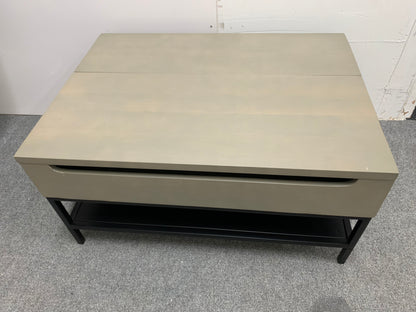 Close-up of the grey washed mango wood grain on the Lomond coffee table with an industrial finish
