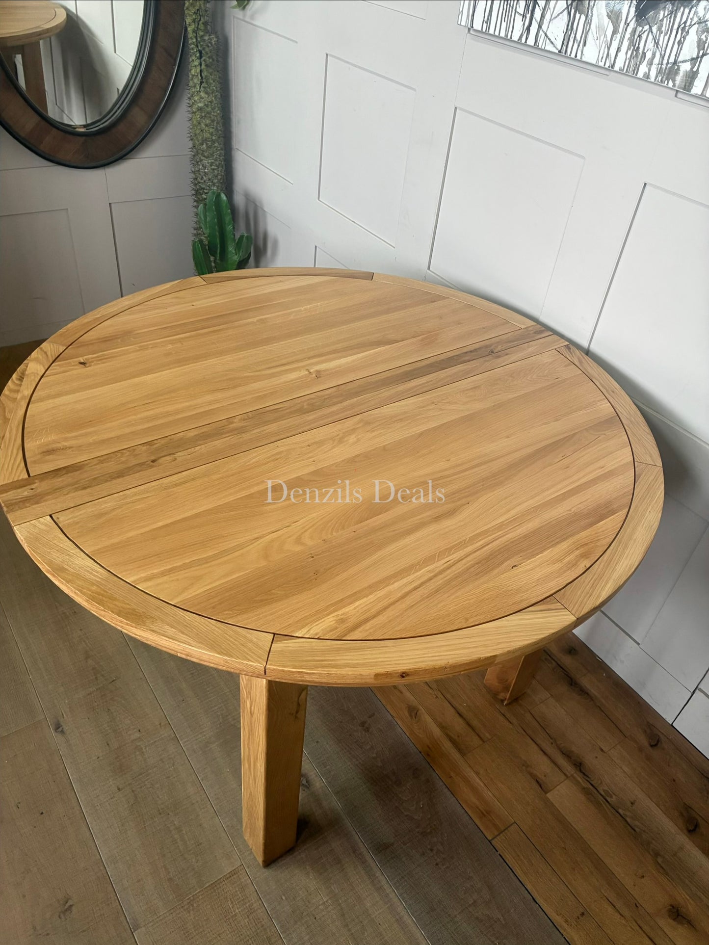 Knightsbridge 6 Seater Round Extendable Dining Table, Natural Solid Oak by oak furnitureland