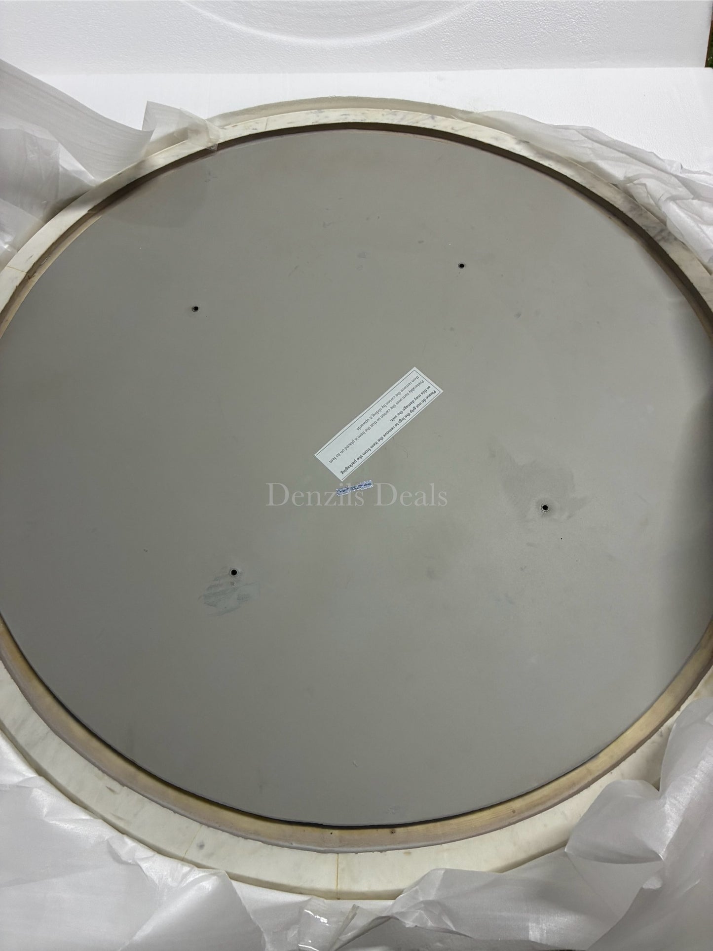 Amelie  White Marble 120cm Round Dining Table with Wave Mango Wood Base Rrp £934