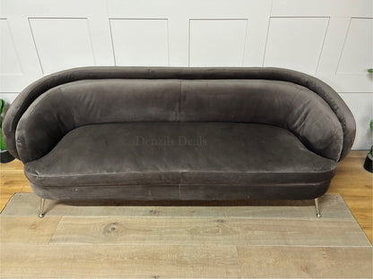 Gallery Interiors Tesoro Sofa Dark Taupe Velvet Rrp £1875 R61
