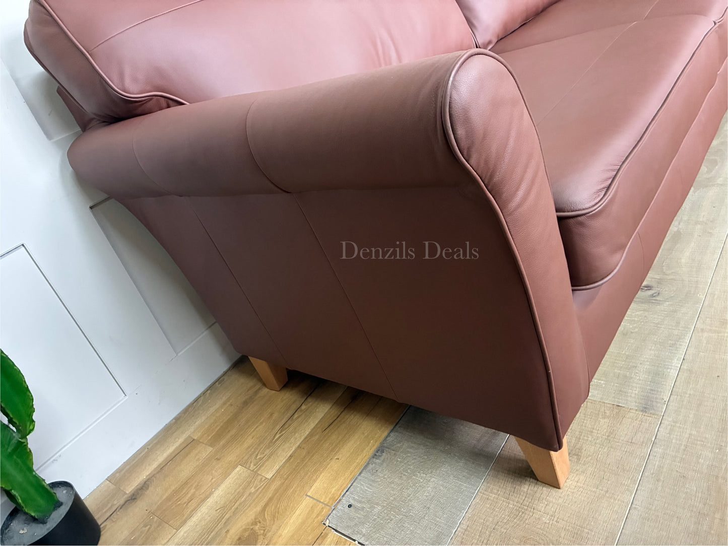 John Lewis Charlotte II Large 3 Seater Leather Sofa, Matt Chestnut R41