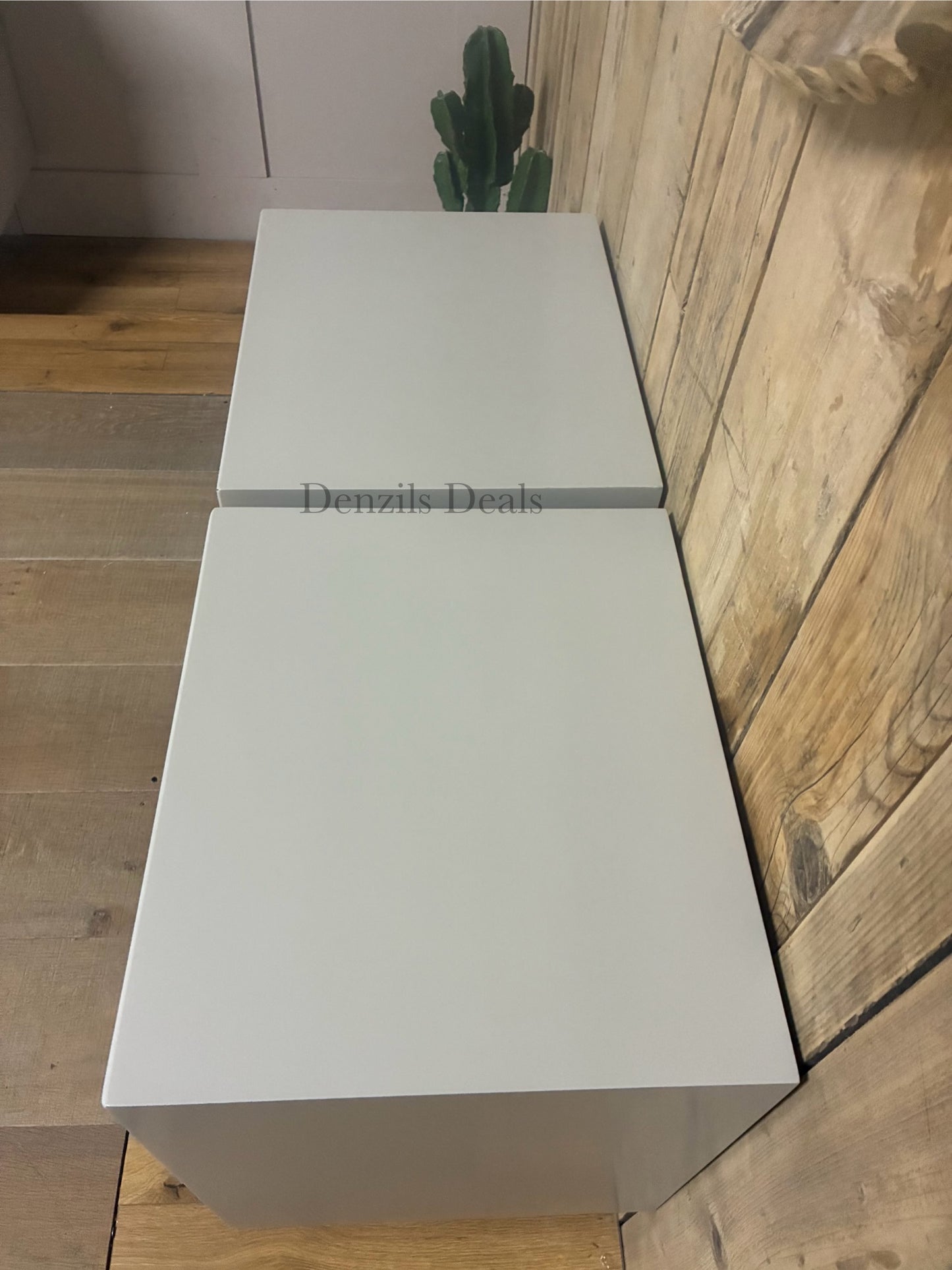 West Elm Modernist Wood & Lacquer Bedside Tables X2