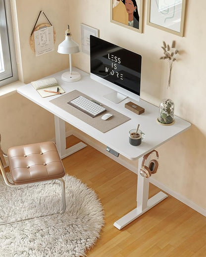 FEZIBO Electric Standing Desk 100 X 60 cm Heigh Adjustable Standing desk with digital display panel, Ergonomic Home Office Desk for sit stand Table with Splice Board & White Wood Grain Surface