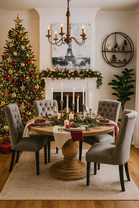 nkuku laya round carved mango wood dining table R50