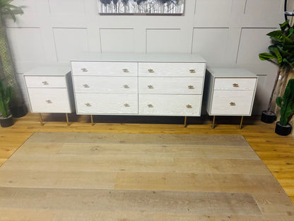 West Elm Modernist Wood & Lacquer Bedside Tables X2