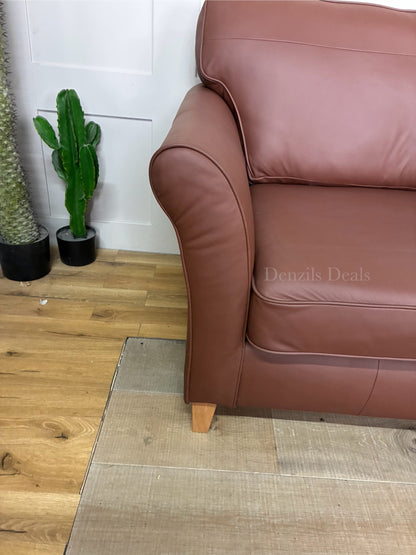 John Lewis Charlotte II Large 3 Seater Leather Sofa, Matt Chestnut R41