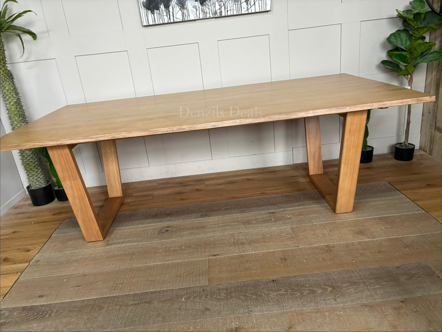 nick scali Blox Dining Table Australian Oak with Geometric Legs  #1