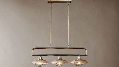 Nkuku Chakai Mango Wood Bar Pendant Antique Rrp £575 (chr)