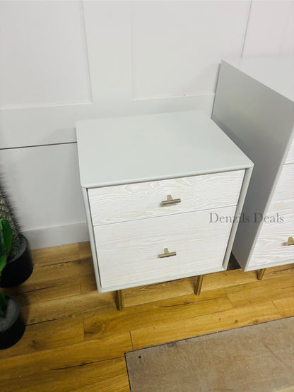 West Elm Modernist Wood & Lacquer Bedside Tables X2