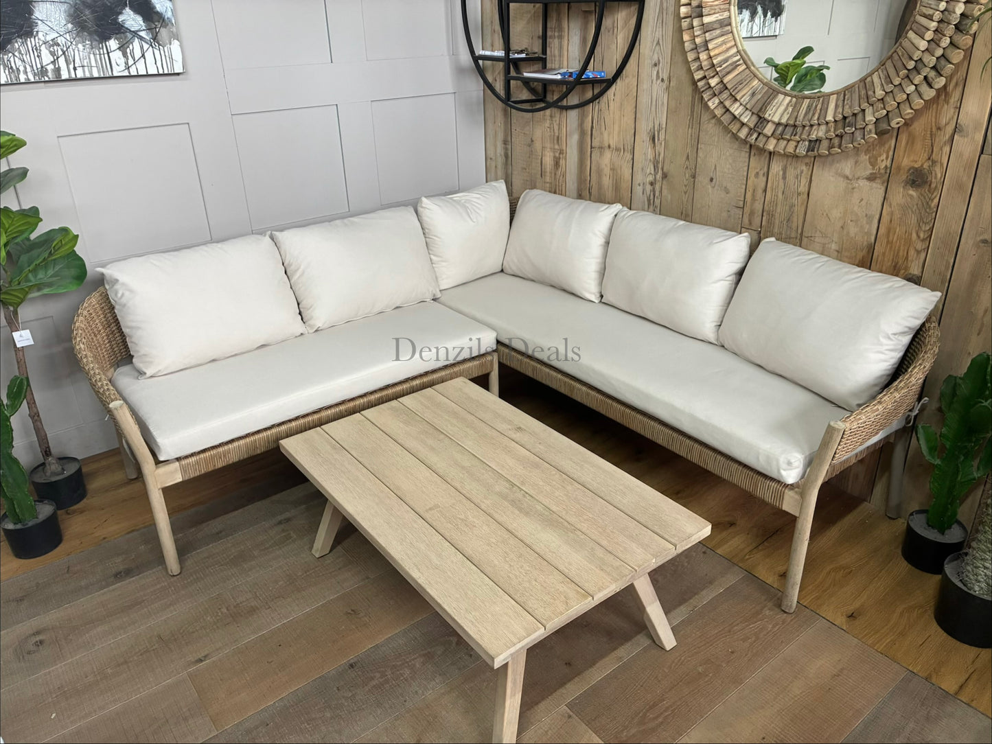 John Lewis Burford 5-Seater Woven Corner Garden Sofa & coffee Table Rrp £1390