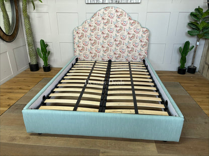 DFS Cath Kidston Flounce double bed frame featuring a cloud-shaped upholstered headboard in a classic floral pattern