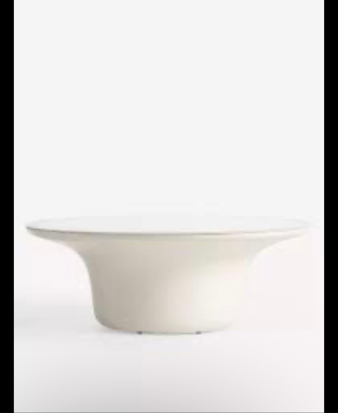 A Dulce 42” white pedestal table or display stand with a wide circular top and a flared base, shown against a plain white background.