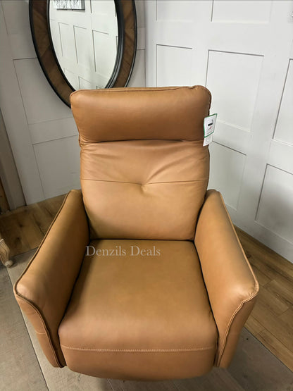 John Lewis Relaxed Recliner Armchair & Footstool, Tan Leather Rrp £949 R29