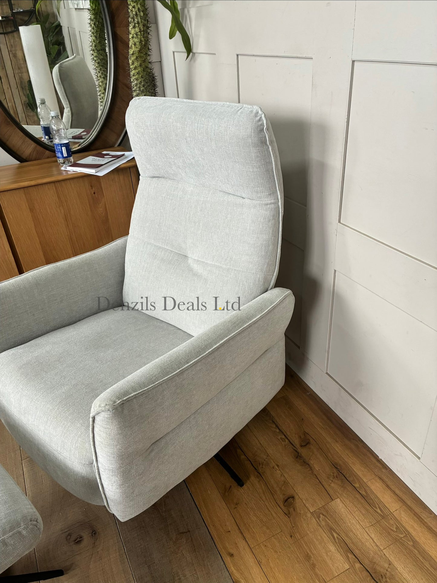 John Lewis Relaxed Recliner Armchair & Footstool, Metal Leg, Grey Chenille