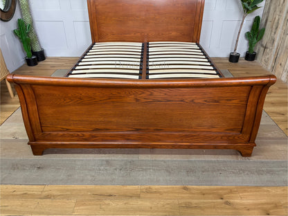 cotswold WINCHCOMBE OILED DARK OAK King Sleigh Bed