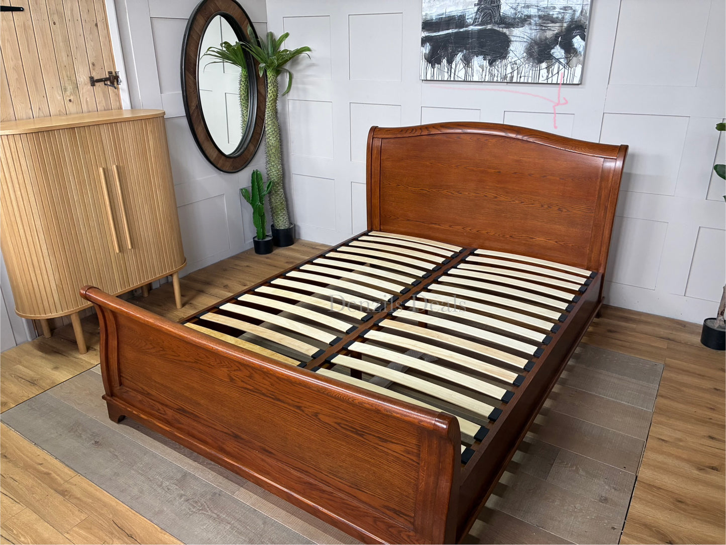 cotswold WINCHCOMBE OILED DARK OAK King Sleigh Bed