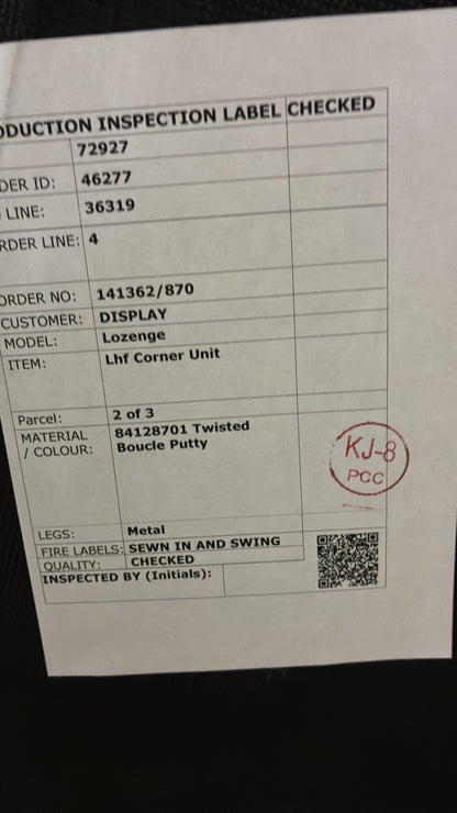 John Lewis Lozenge LHF Corner Sofa In Twisted Boucle Putty Rrp £2929