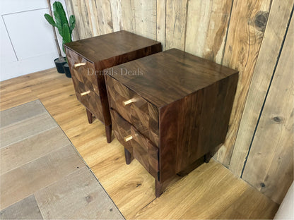 2x John Lewis  + Swoon Franklin 2 Drawer Bedside Table, Dark Brown Rrp £518