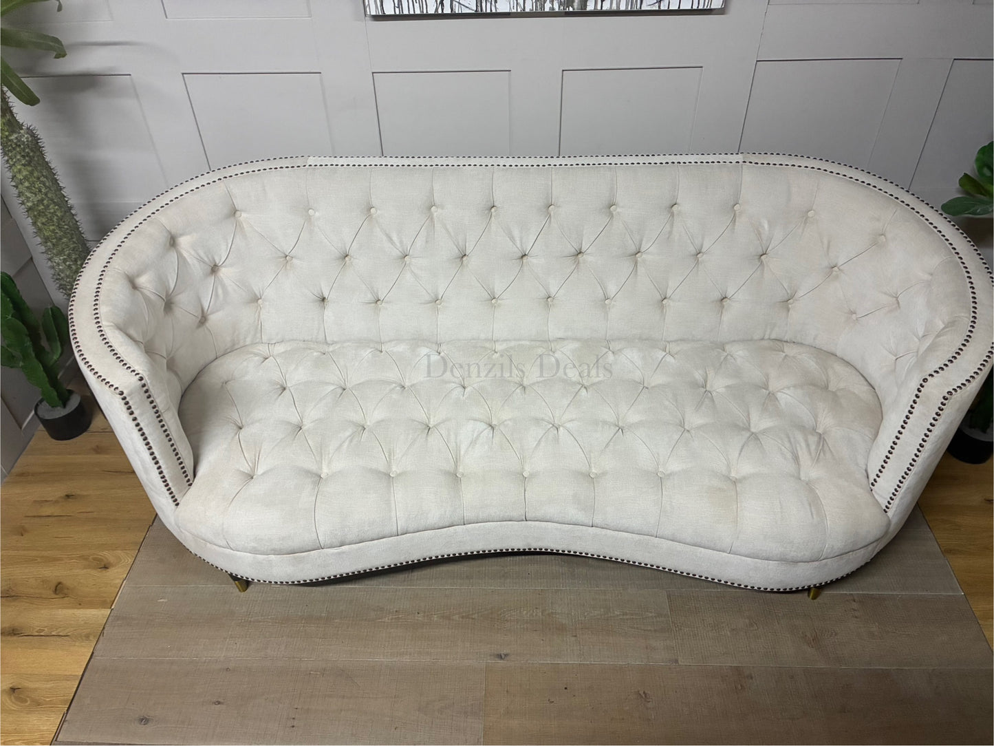 Classic Tufted Curved Back Sofa By English Georgian America