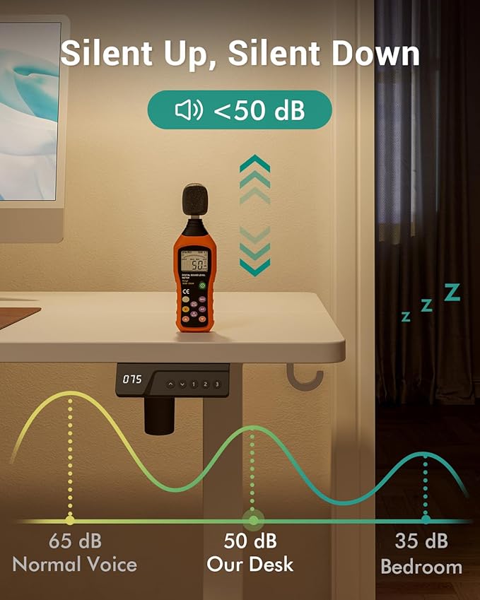 FEZIBO Electric Standing Desk 100 X 60 cm Heigh Adjustable Standing desk with digital display panel, Ergonomic Home Office Desk for sit stand Table with Splice Board & White Wood Grain Surface