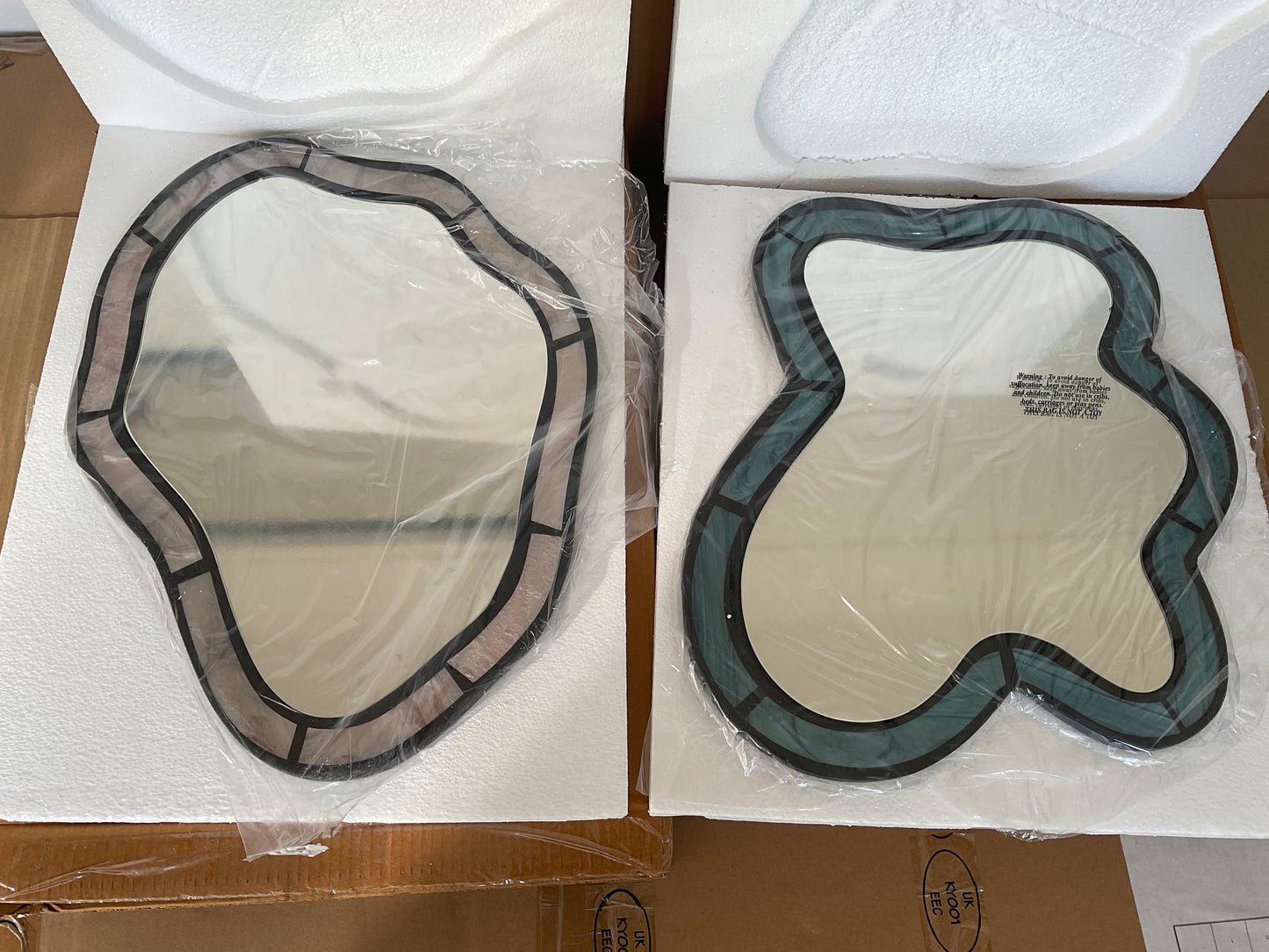 Urban outfitters squiggle pair of mirror in pearlescent blue and lilac RRP £90