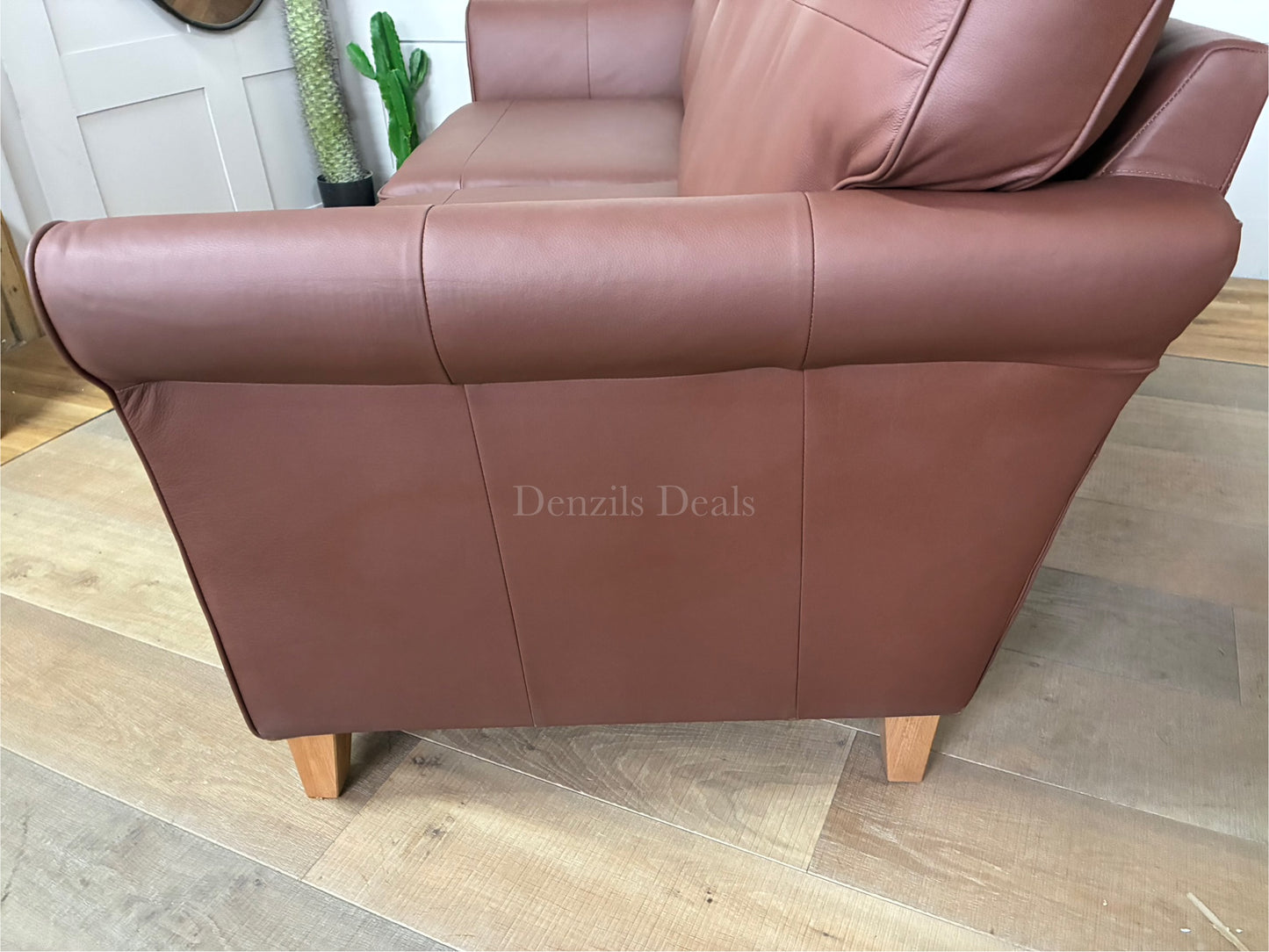 John Lewis Charlotte II Large 3 Seater Leather Sofa, Matt Chestnut R41