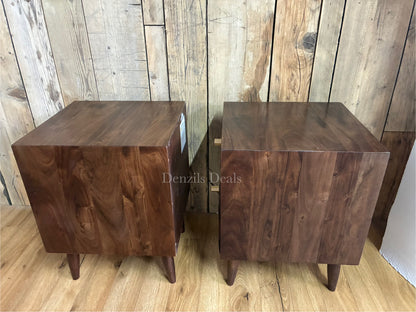 2x John Lewis  + Swoon Franklin 2 Drawer Bedside Table, Dark Brown Rrp £518