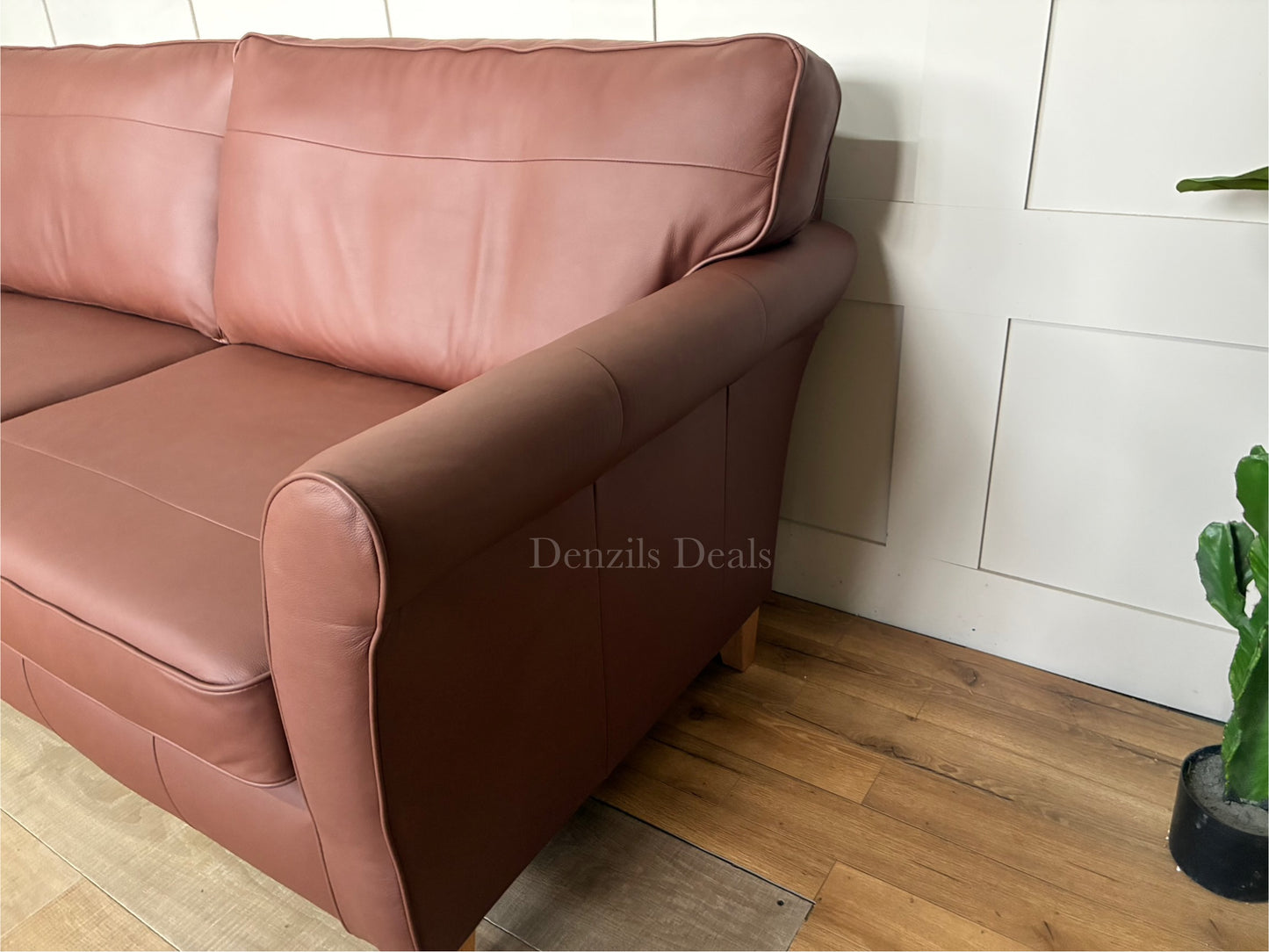 John Lewis Charlotte II Large 3 Seater Leather Sofa, Matt Chestnut R41